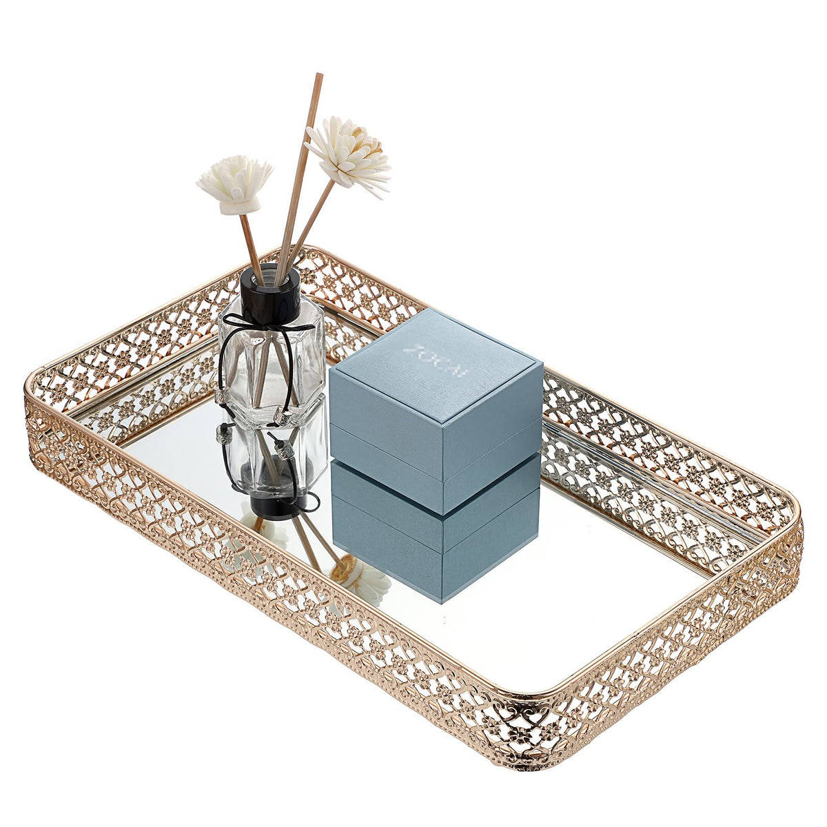 ELLDOO vanity tray thrives in bathrooms and bedrooms for daily organization.