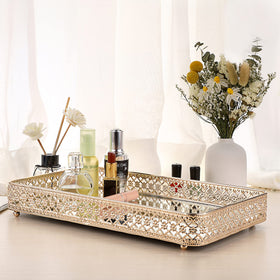 ELLDOO silver-plated tray gleams on a countertop for elegant storage.