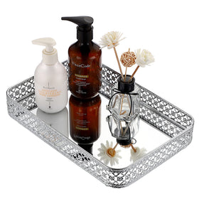ELLDOO perfume mirror tray on vanity for organized fragrances.