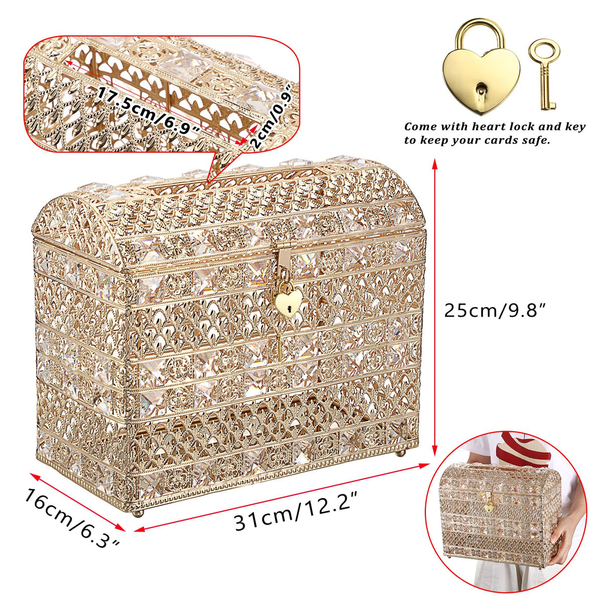 ELLDOO crystal box top slot allows smooth card insertion during events.