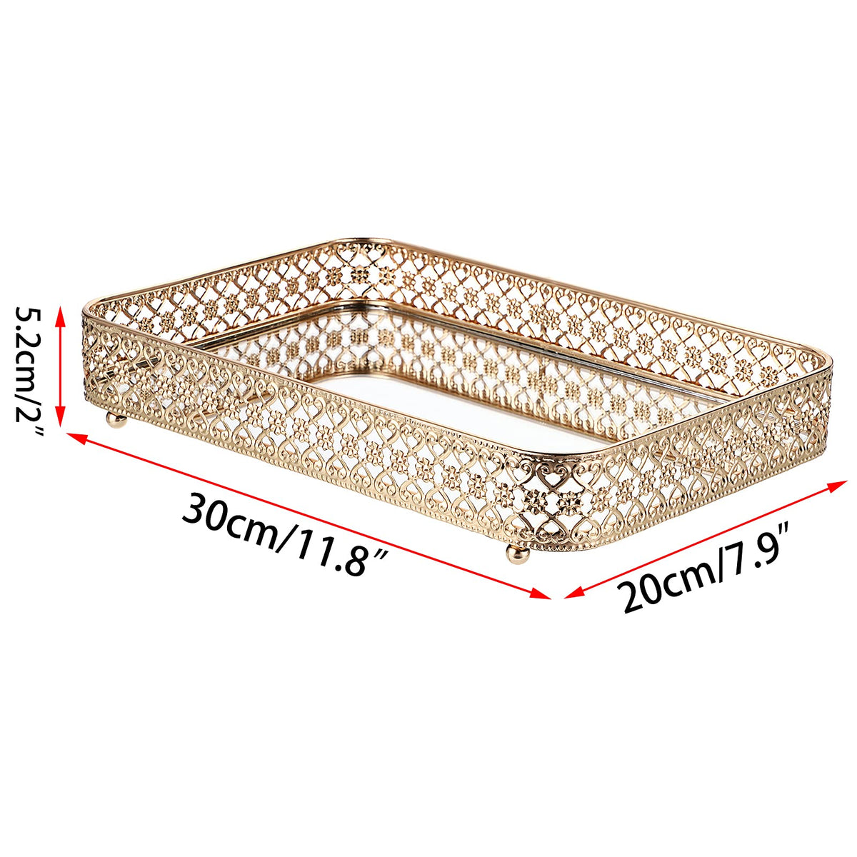 ELLDOO vanity tray with mirrored glass surface adds glamorous reflection on your dresser.