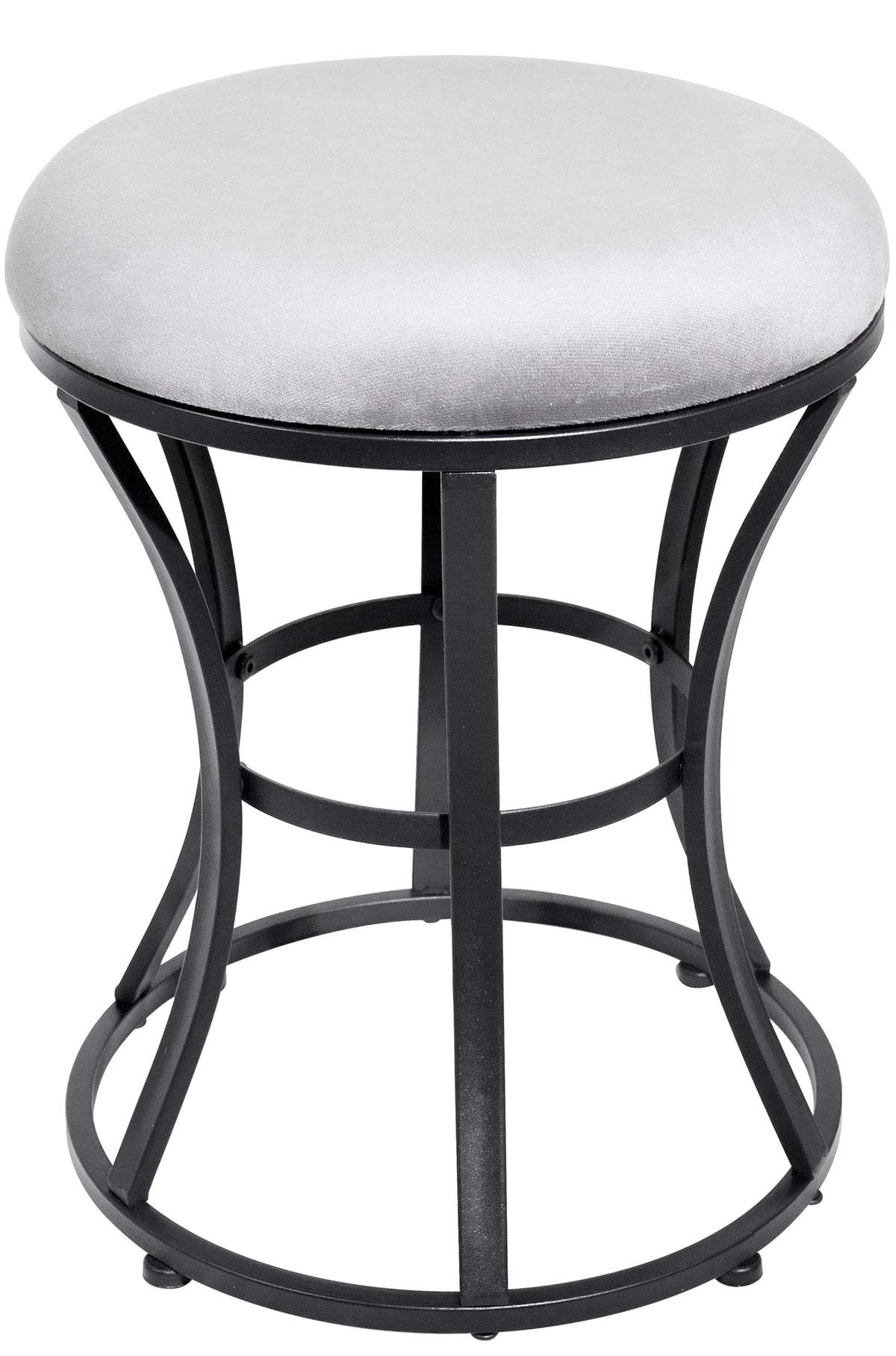 Ellensamqi vanity stool in grey round shape, versatile makeup room seating.