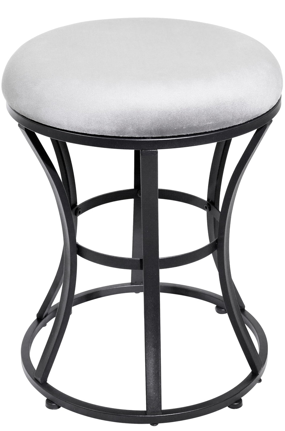 Ellensamqi vanity stool in grey round shape, versatile makeup room seating.