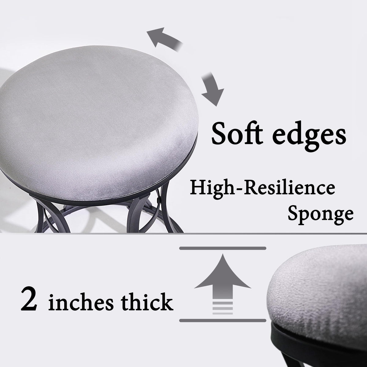 Six legs provide stable support for up to 300 pounds with Ellensamqi stool.