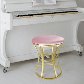 Ellensamqi velvet round vanity stool in living room; stylish utility