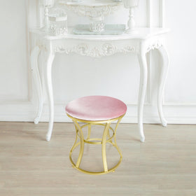 Ellensamqi velvet round vanity stool metal base detail; stable daily use