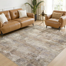 ELLIUNE 5x7 washable area rug in living room offers soft comfort underfoot
