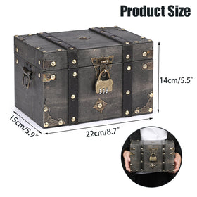 ELLDOO vintage wooden box with leather accents enhances décor and storage.