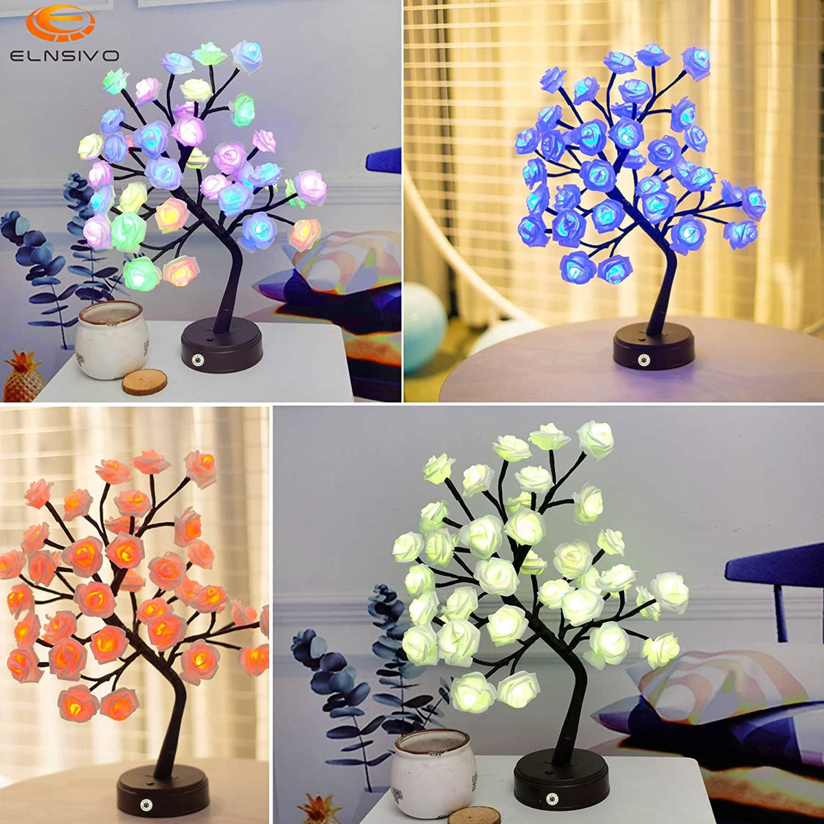 Elnsivo rose tree lamp as a centerpiece for dining or decor.