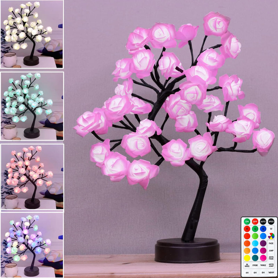 Elnsivo rose tree lamp color-changing glow enhances mood lighting.