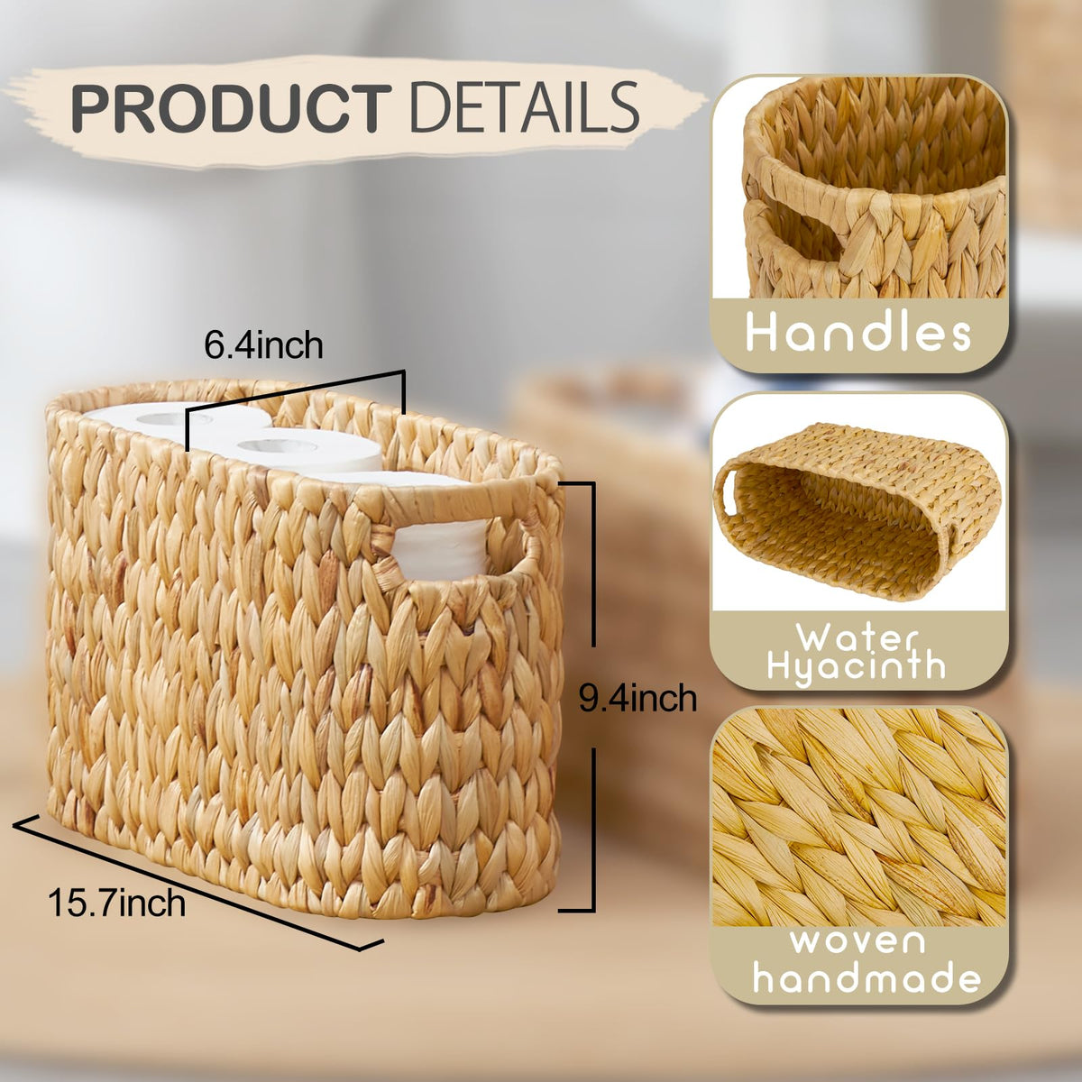 ELONG HOME basket with built-in handles allows easy carrying.