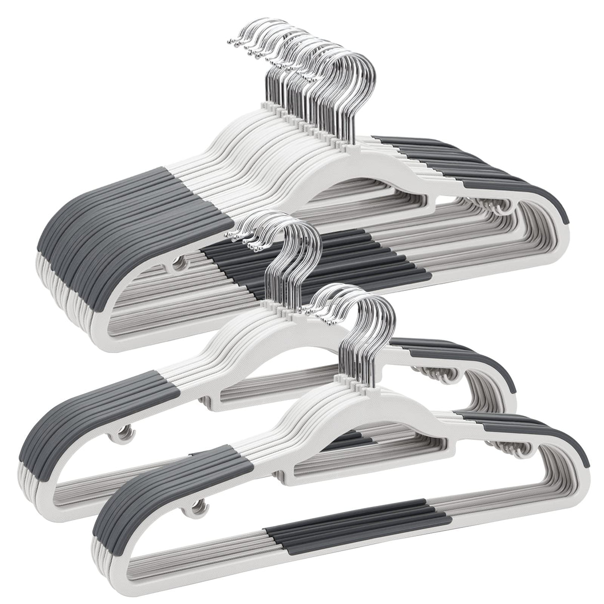 Elong Home plastic hangers 50-pack display neatly organized clothes and maximize closet space.