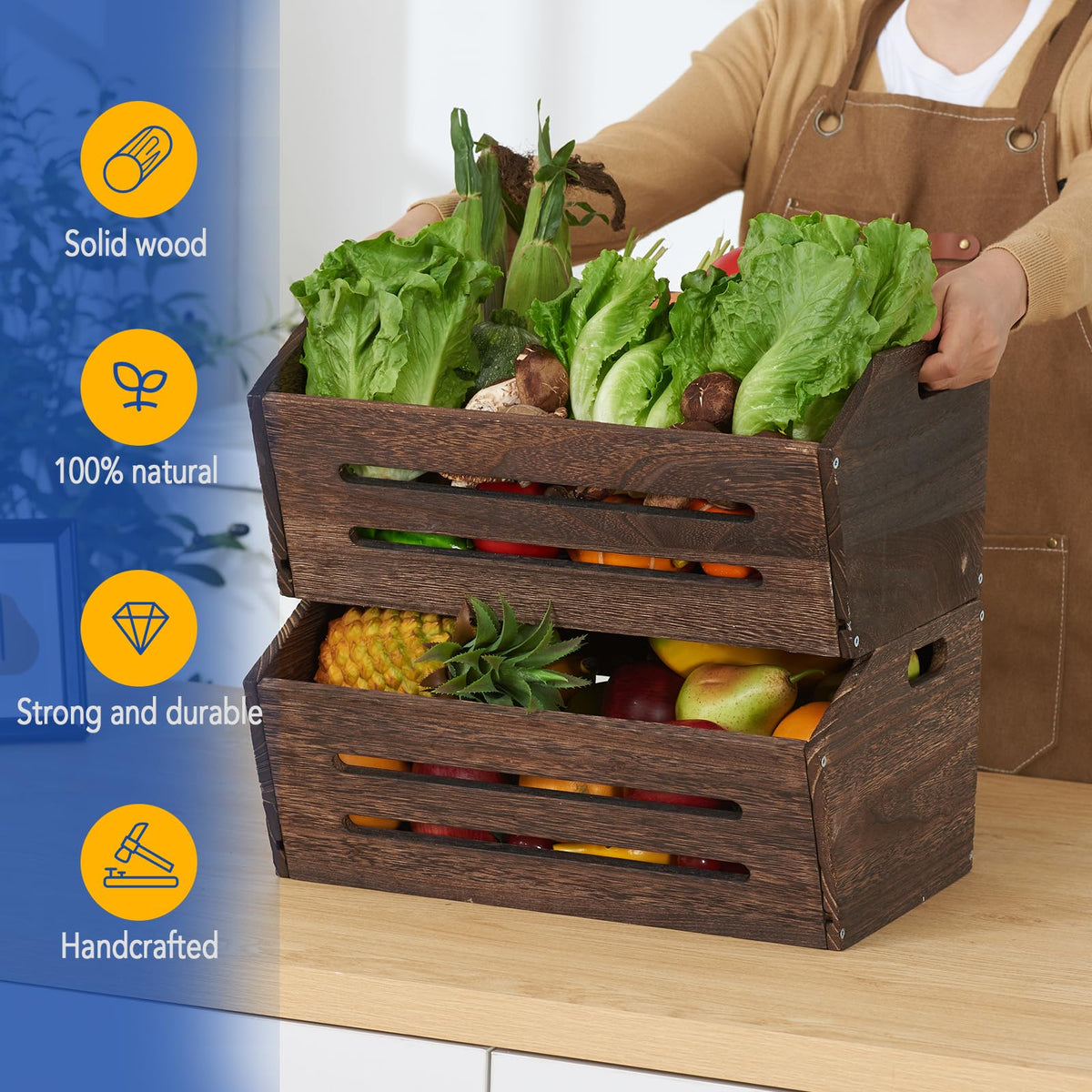 ELONG HOME rustic crate in entryway as decorative storage