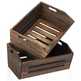 ELONG HOME rustic crate set front view, ideal for farmhouse storage and display