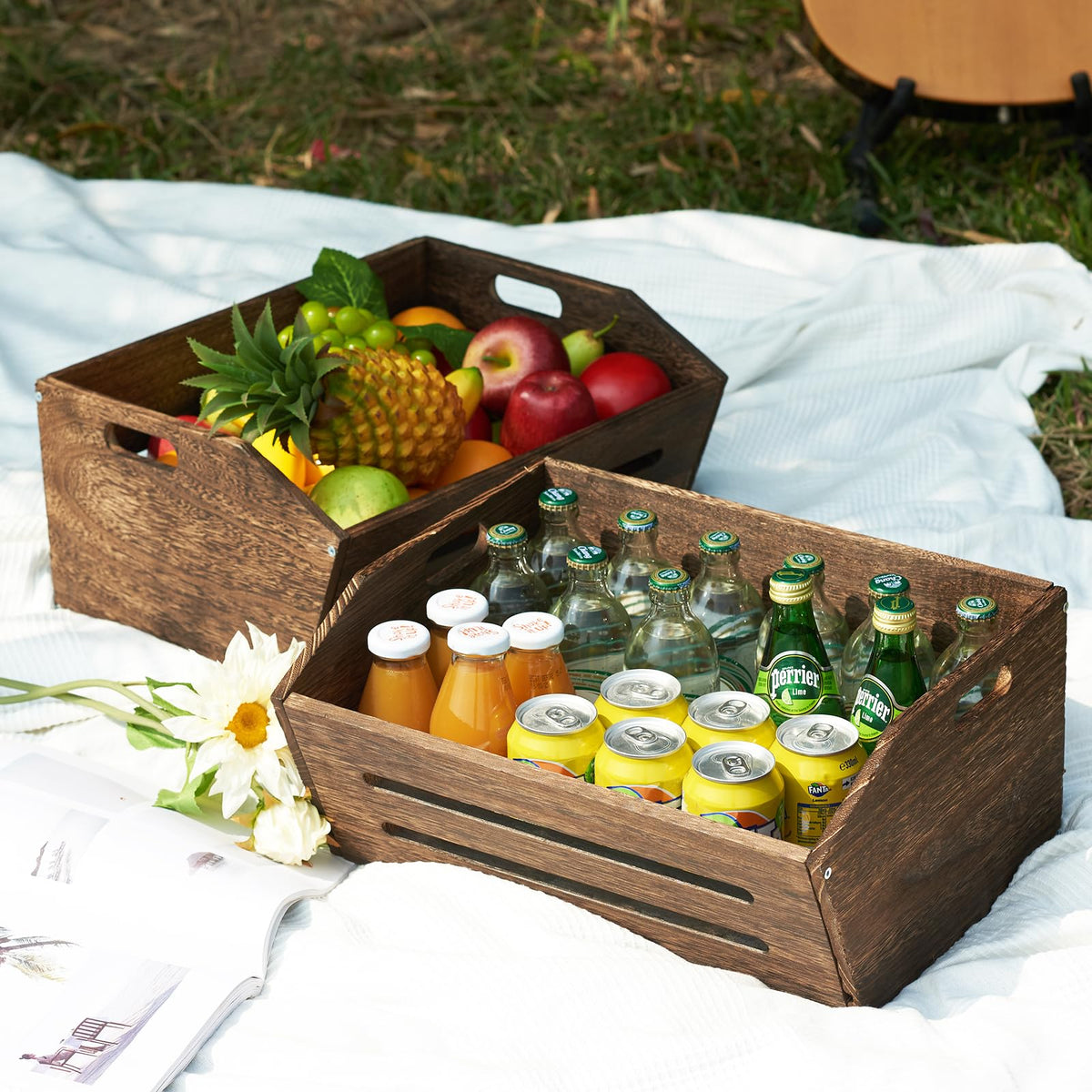 ELONG HOME rustic crate on outdoor porch as decor accents