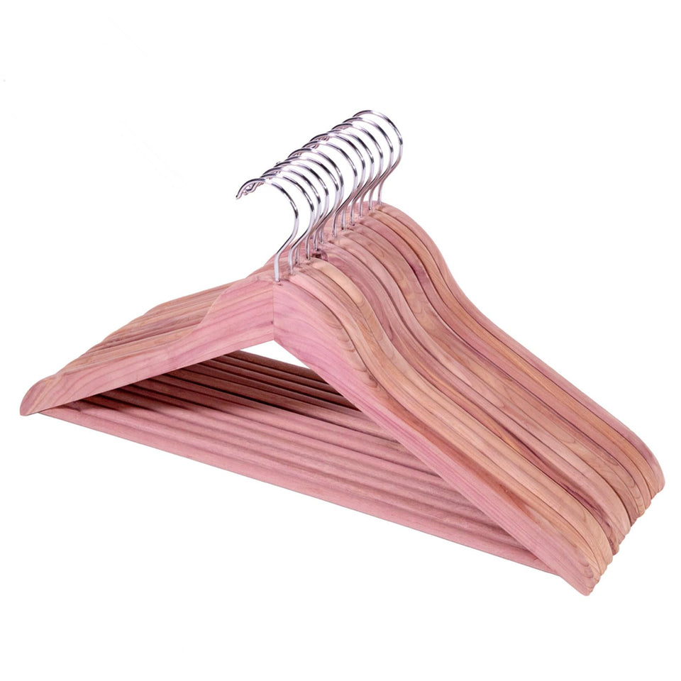 ELONG HOME solid cedar hanger with 360° swivel hook for easy closet access and durability.