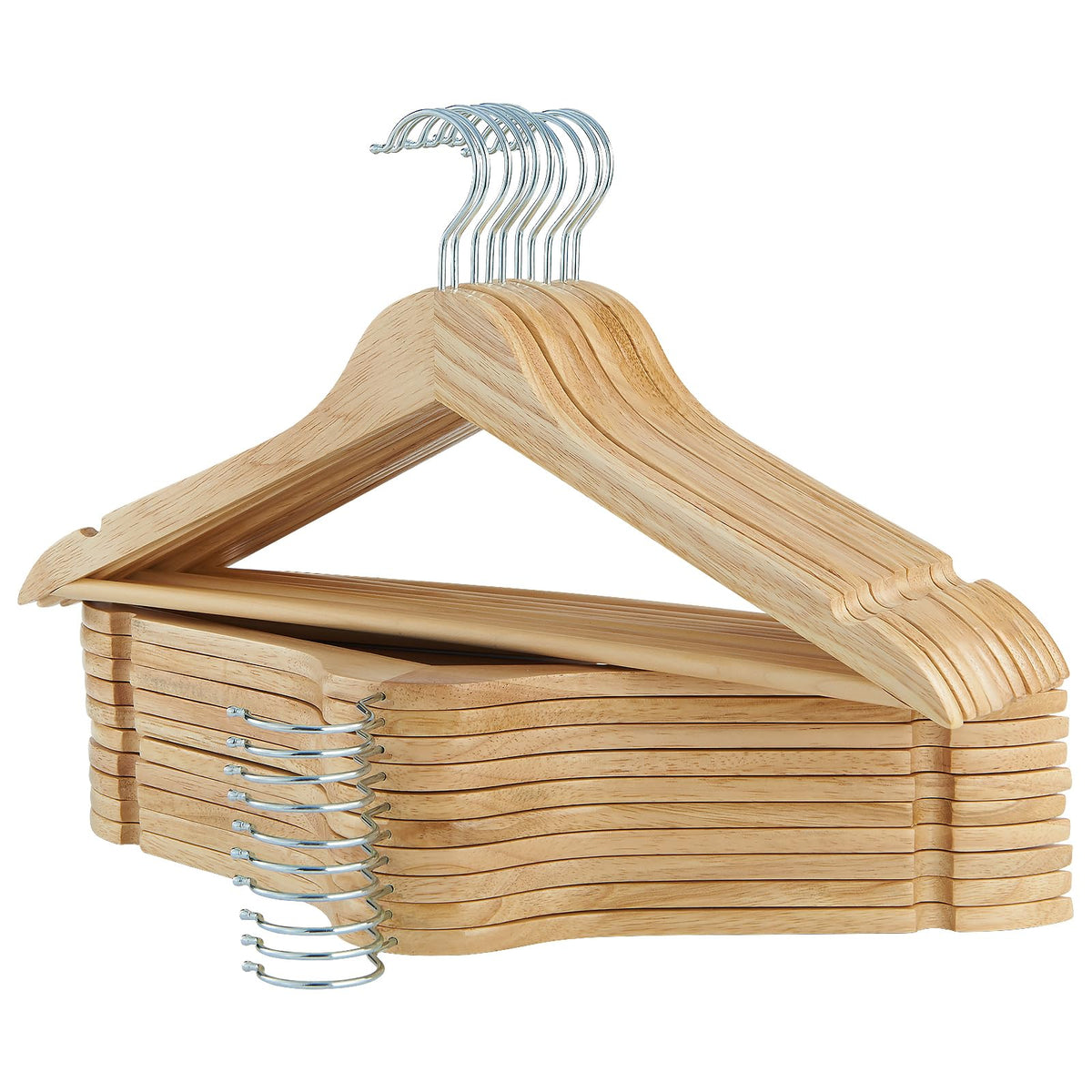 ELONG HOME solid wood hangers front view in a 20-pack for organized closets