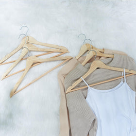 ELONG HOME solid wood hangers side view showing slim profile for space saving