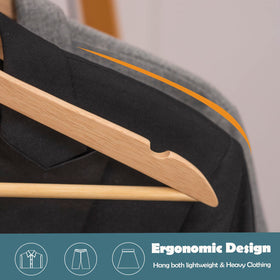 ELONG HOME slim flat wood hangers maximize closet space