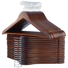 ELONG HOME solid wooden hangers – front view, sturdy for coats and suits.