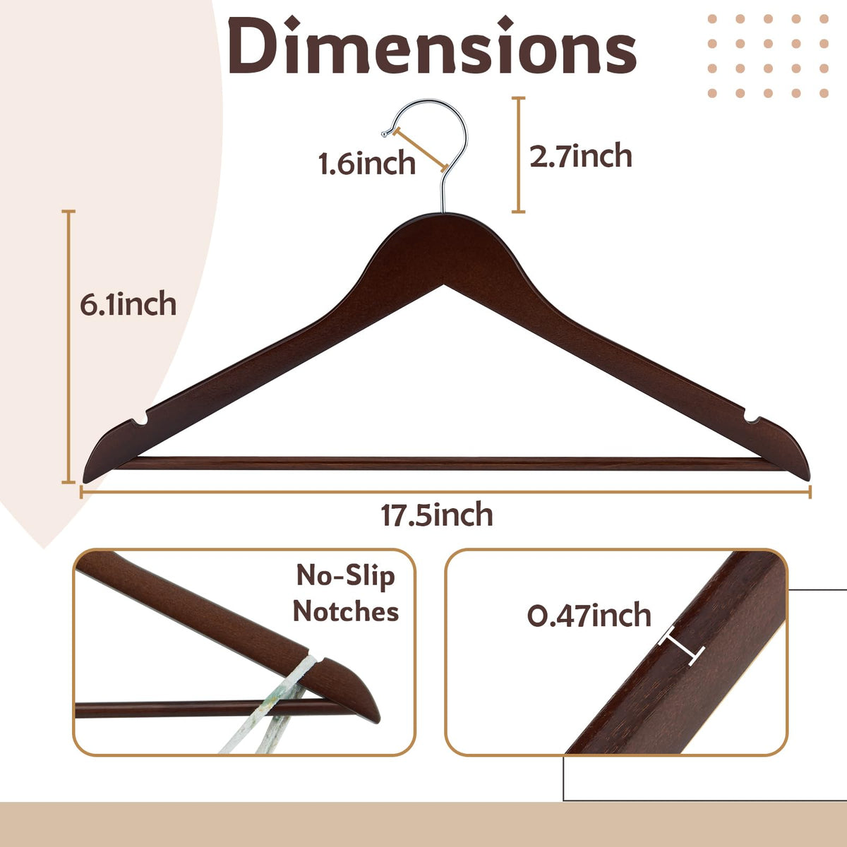 ELONG HOME hangers with notches prevent straps slipping on delicate garments.