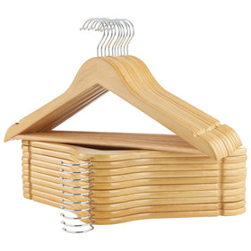 ELONG HOME wooden hanger 20-pack with sturdy birch build for heavy garments and snag-free finish