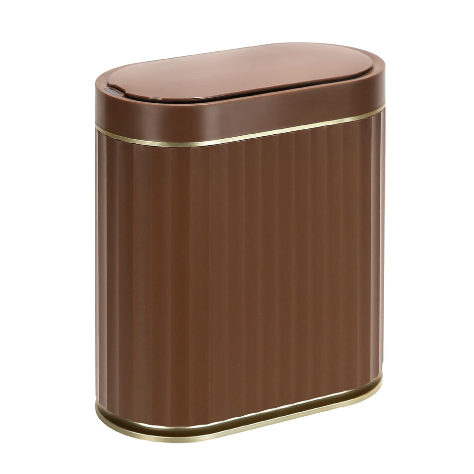 ELPHECO bathroom motion sensor trash can front view highlights slim design and utility.