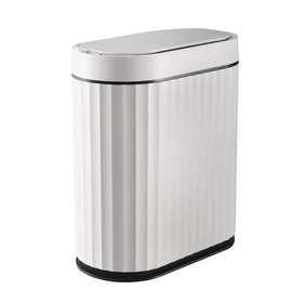 ELPHECO bathroom trash can lid enabling hands-free use for quick waste disposal.
