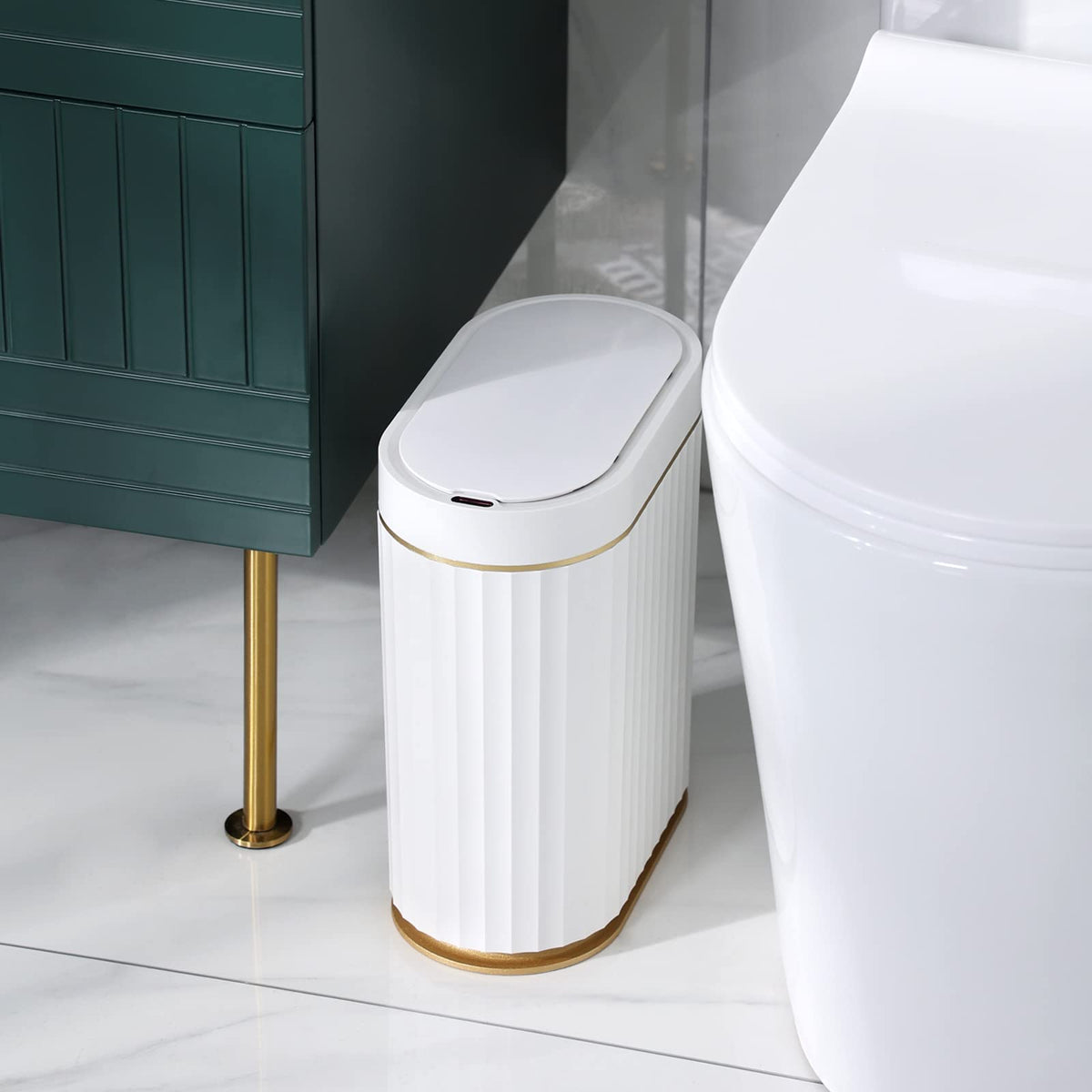 ELPHECO compact space saver bin preserves kitchen and bathroom counter space.