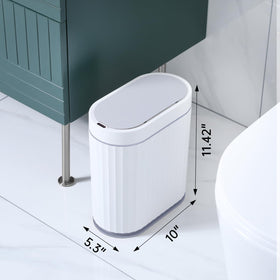 ELPHECO compact trash bin in white and grey, ideal for tight spaces.