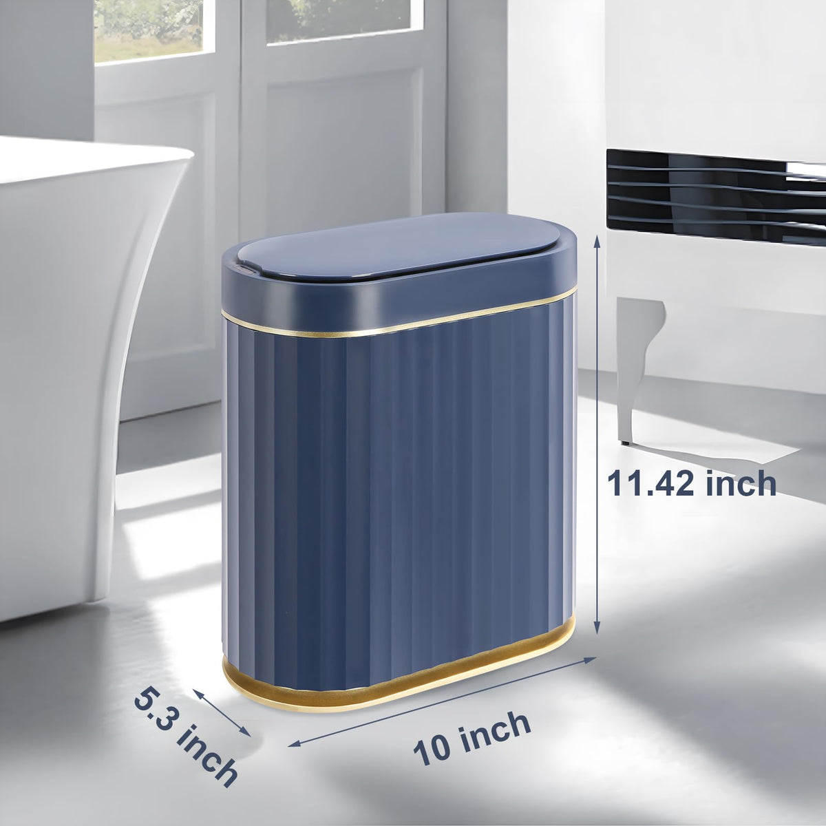 ELPHECO midnight blue finish adds modern style to any bathroom or office.