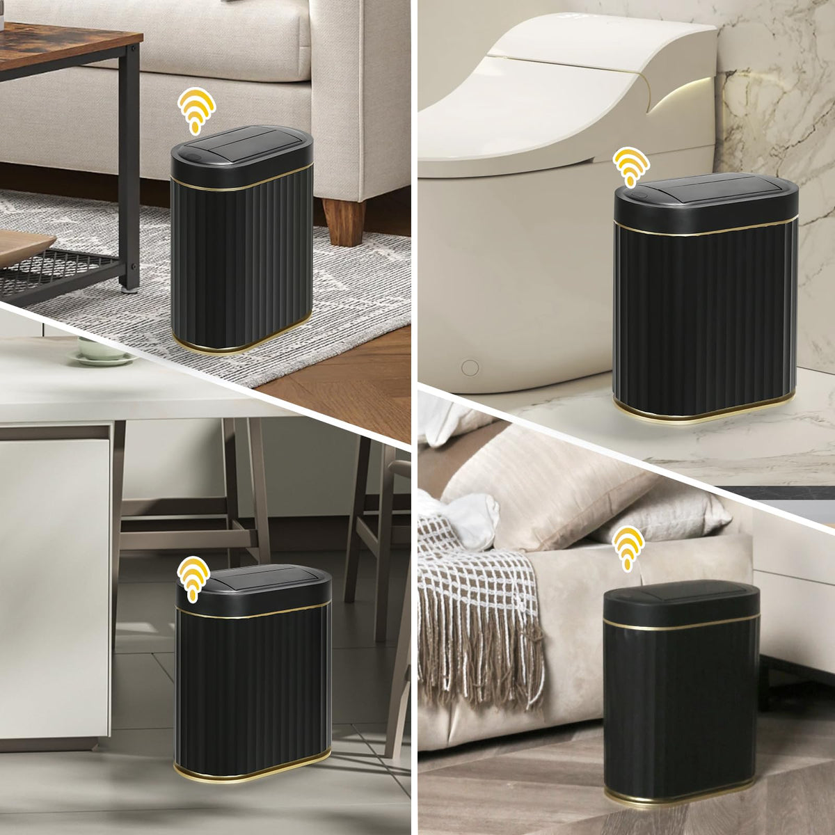 ELPHECO non-slip base keeps the can steady on tiles or wood