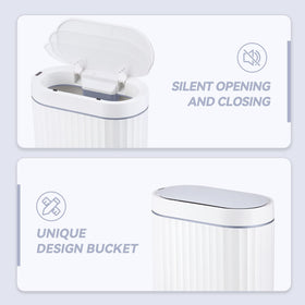 ELPHECO oval-design trash can with lid-closed for modern bathrooms.