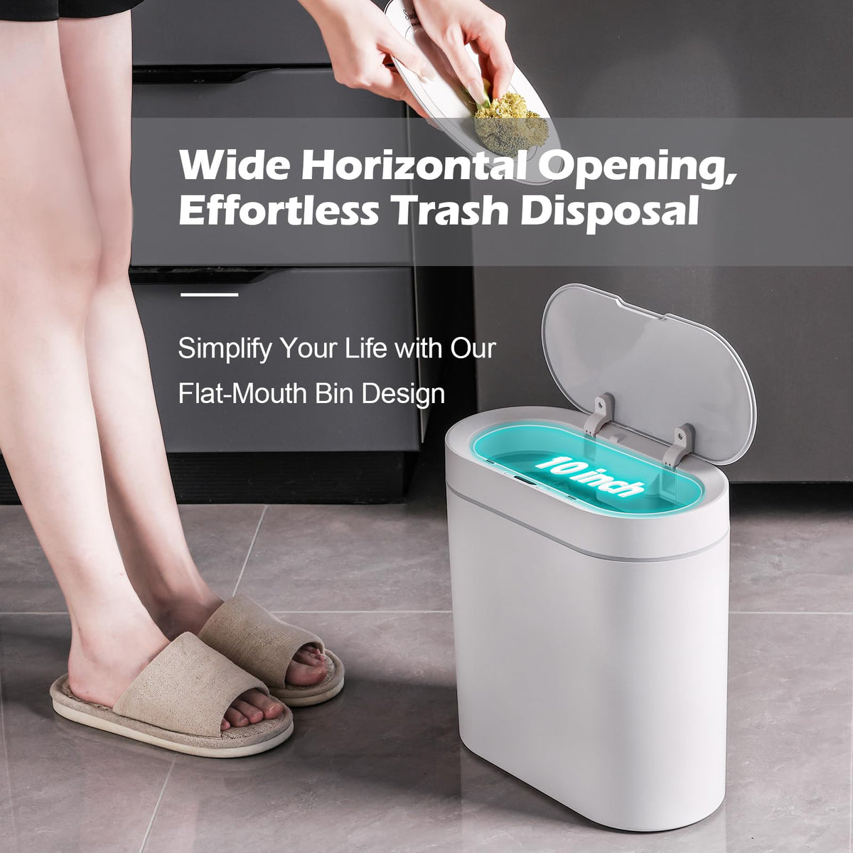 ELPHECO white trash can with a soft-close lid for quiet rooms.