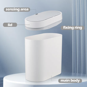 ELPHECO white finish trash can complements modern decor in any room.