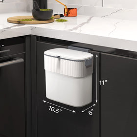 ELPHECO wall-mounted trash can with adhesive strip keeps waste tidy.