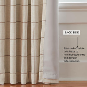 Elrene Brighton Windowpane Plaid Blackout Curtain panel helps protect furnishings from sun exposure.
