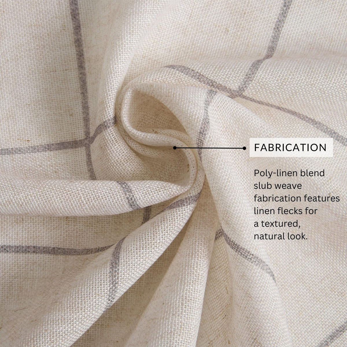 Elrene Brighton windowpane panel reduces light for focused relaxation.