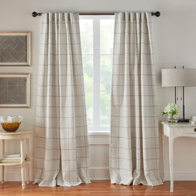 Elrene Brighton windowpane plaid blackout curtain fabric adds modern farmhouse style and light control.