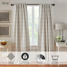 Elrene Brighton blackout panel in linen-blend texture softens rooms.