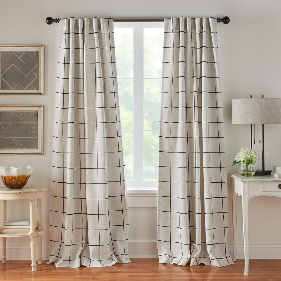 Elrene Brighton Windowpane Plaid Blackout Curtain full panel for room darkening and style