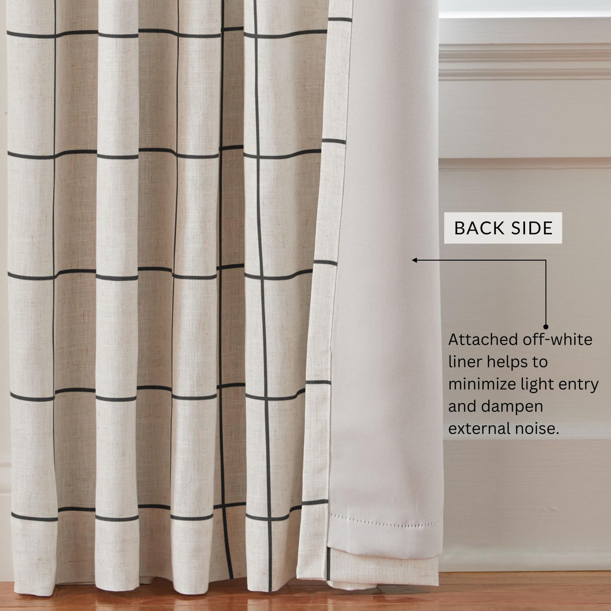 Elrene Brighton Windowpane Plaid Curtain rod-pocket and back-tabs allow easy hanging