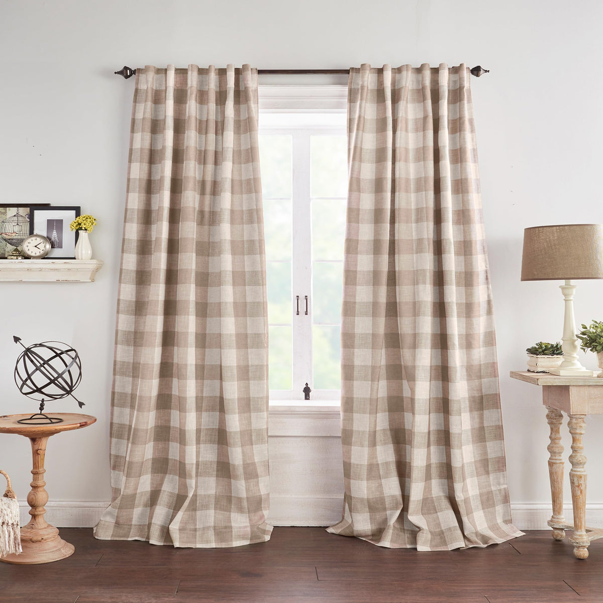 Elrene Grainger buffalo-check blackout panel on a window reduces light for restful sleep