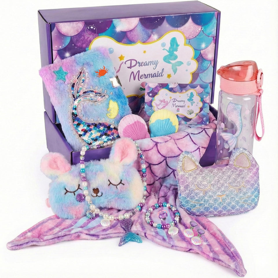ELSEULAR Mermaid Gift Box unboxing scene, creating excitement for a child's birthday