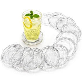 Elsjoy clear coaster 4in top view emphasizes crystal clarity and surface protection.
