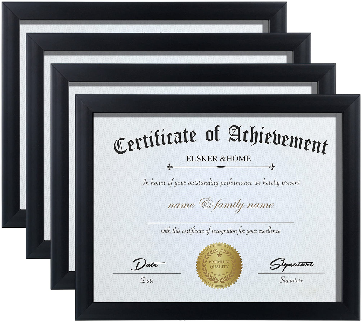 ELSKER&HOME 8.5x11 certificate frame front view shows durable black wood composite frame