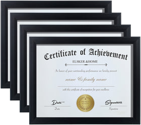ELSKER&HOME 8.5x11 certificate frame front view shows durable black wood composite frame