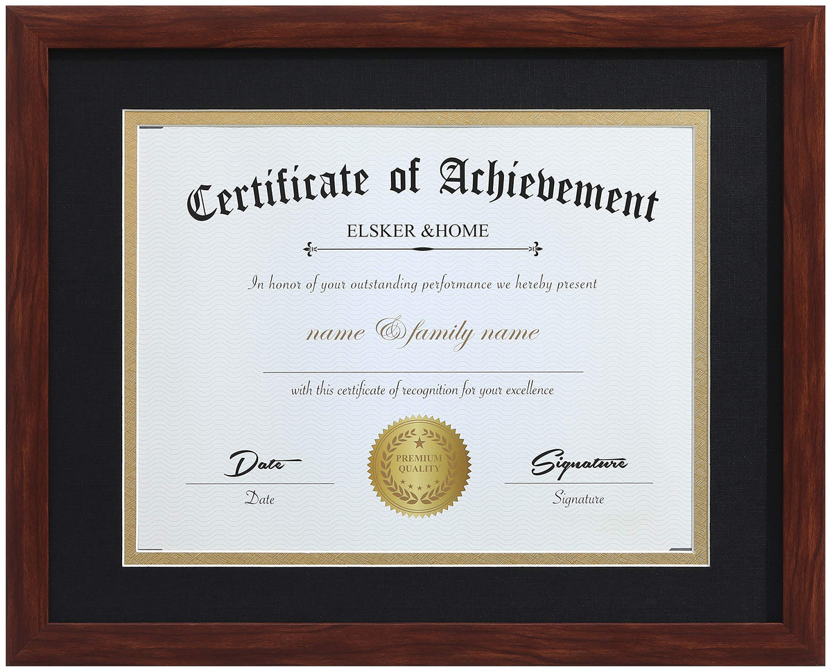 ELSKER&HOME certificate frame front view in coffee color for diplomas.