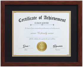 ELSKER&HOME certificate frame front view in coffee color for diplomas.