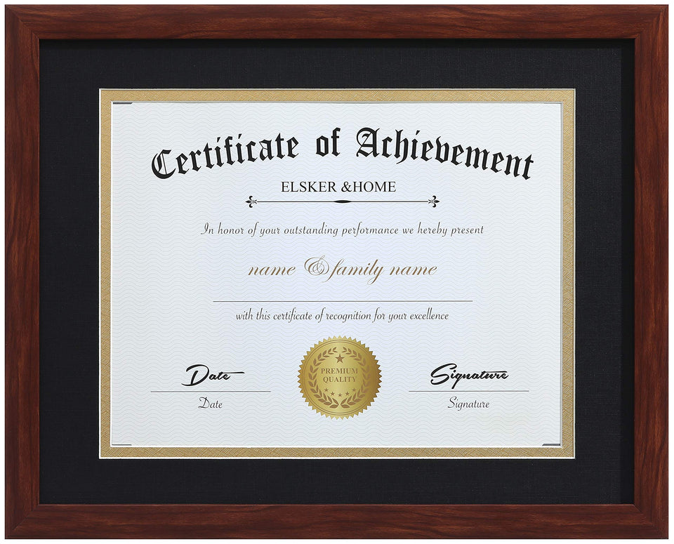 ELSKER&HOME certificate frame front view in coffee color for diplomas.